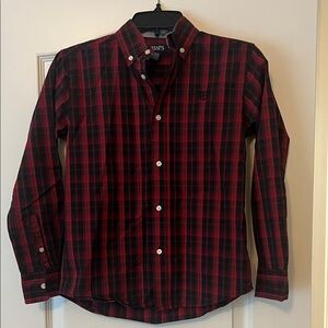 Boy’s Chaps Red and Black Plaid Shirt- M-10/12